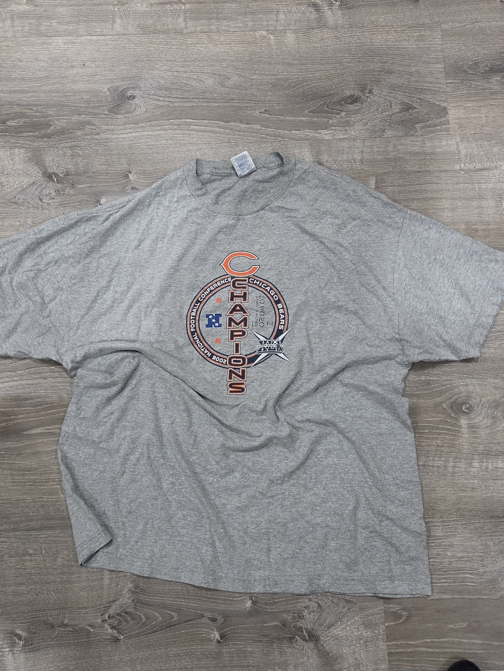 2006 Chicago Bears NFC Champions Super Bowl XLI T-Shirt Gray Large